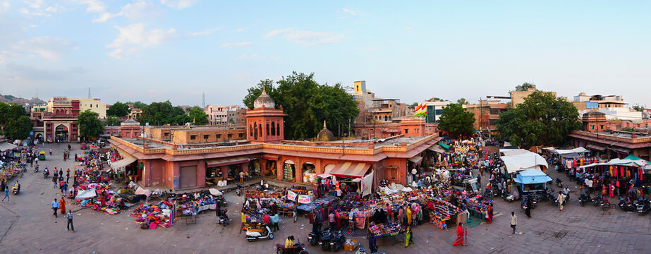 Panoramic view from top, famous Sardar Market and Ghanta ghar Clock tower market.