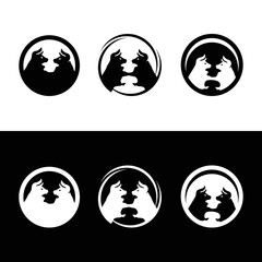Circle bull animal logo template design . icon logo . silhouette logo 