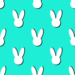 Seamless pattern with white rabbit heads