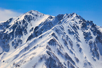 Fototapeta na wymiar 冠雪の白馬鑓ヶ岳と杓子岳