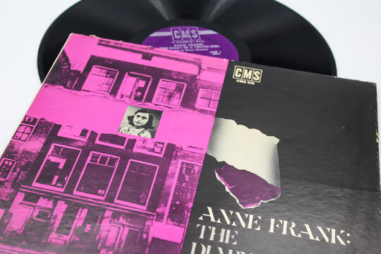 Anne Frank The Diary of a Young girl album on vinyl record LP disc. Audiobook, autobiography. Taken in Miami, FL on December 2022.
