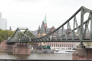 Fototapeta na wymiar Iron Bridge Frankfurt Germany Landscape 