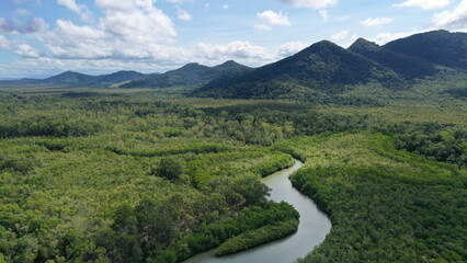 Fototapeta na wymiar Tropical North Queensland aerial view of mountains and forrest