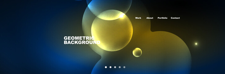 Shiny neon circles and bubbles, dark abstract background with blurred magic neon light, wallpaper design