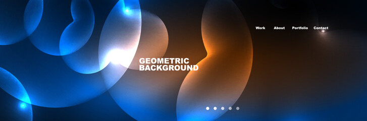 Shiny neon circles and bubbles, dark abstract background with blurred magic neon light, wallpaper design