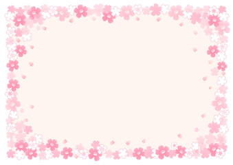 イラスト素材: 桜　飾り枠　春　パステルピンク（透過背景）