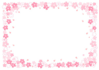 イラスト素材: 桜　飾り枠　春　白（透過背景）
