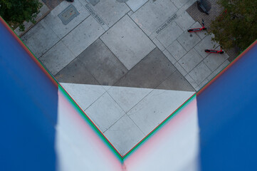 Sidewalk aerial view of Austin downtown