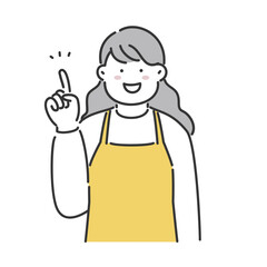 笑顔で指差し説明をする主婦のイラスト素材