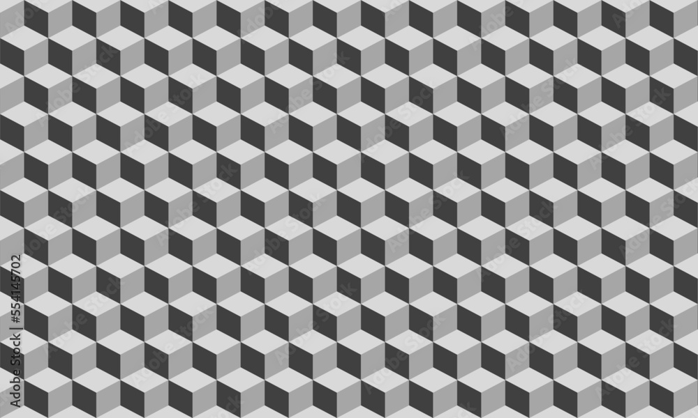 Wall mural gray cube pattern seamless background. vector cubical shapes.