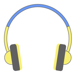 Retro Music Headset Sticker Vector Illustration