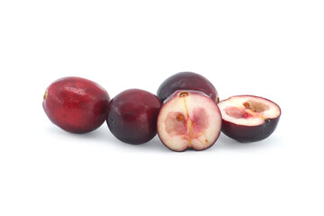 Pile of fresh cranberries isolated on white