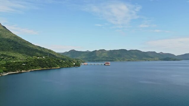 Plover Cove Reservoir, in aerial view 2nd Largest Reservoir in Tai Po Tai Mei Tuk, Hong Kong