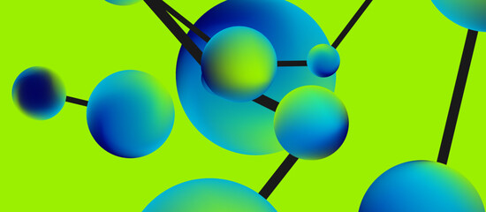 Line points connections geometric landing page background. Fluid circles and spheres with liquid gradients. Vector Illustration For Wallpaper, Banner, Background, Card, Book Illustration, landing page