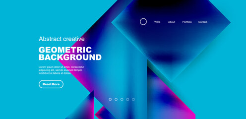 Geometric elements - squares and triangles composition background.