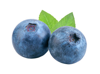 Fresh blueberry with leaf isolated on transparent png