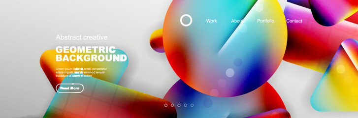 Overlapping geometric shapes background. 3D shadow effects and fluid gradients. Modern abstract forms