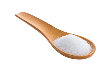 sugar in wooden spoon on transparent png