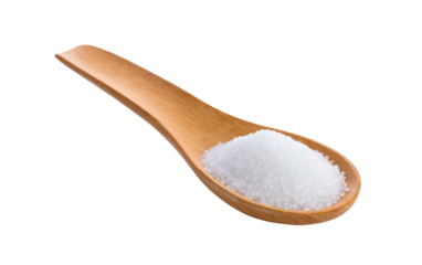 sugar in wooden spoon on transparent png