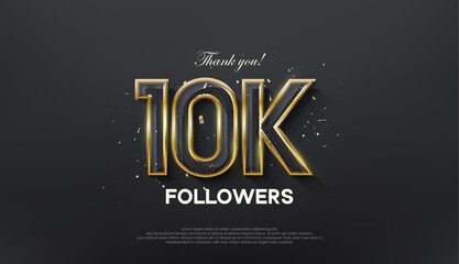 Golden line thank you 10K followers, with a luxurious and elegant gold color.