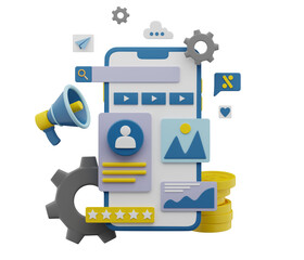Online User Marketing 3D Illustration