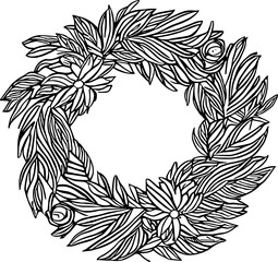 Floral wreath for your text, Flowers and leaves circle borders