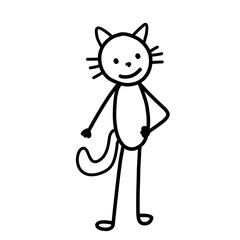 Vector outline stick men cats
