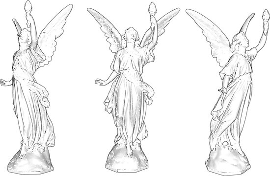 white background angel statue vector design