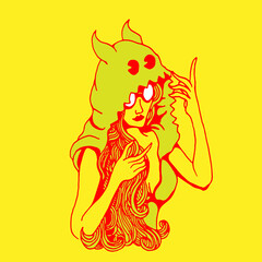 mystery woman wear monster hoodie