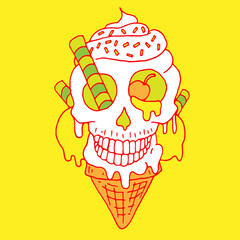 skull shape of ice cream cone