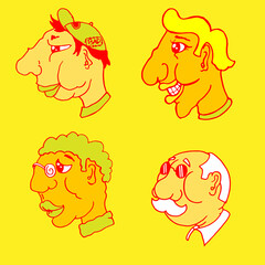 set of traditional cartoon ugly face
