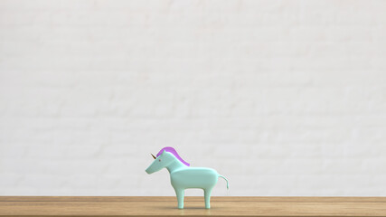 The unicorn on wood table  for business concept 3d rendering © niphon