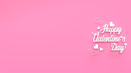 The white happy valentine day on pink background  for holiday concept 3d rendering