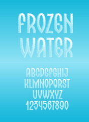 Fototapeta na wymiar Frozen water font. Light blue alphabet with water effect.