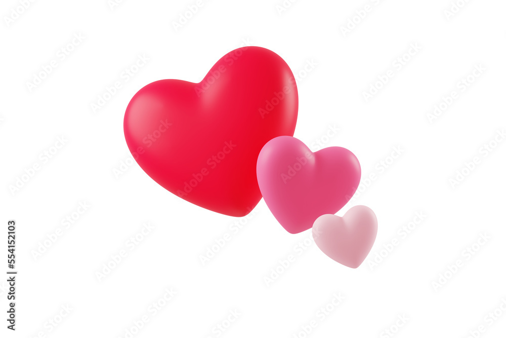 Wall mural valentine concept 3d red heart in speech bubble object isolated on pink background for graphic decor