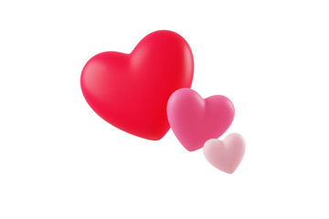 Valentine concept 3d red heart in speech bubble object isolated on pink background for graphic decorate. 3d render illustation with object clipping path. - obrazy, fototapety, plakaty