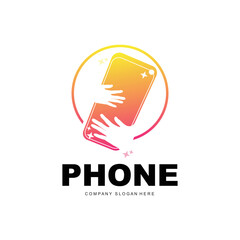 Smartphone Logo, Communication Electronics Vector, Modern Phone Design, For Company Brand Symbol