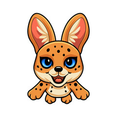 Cute serval cat cartoon flying
