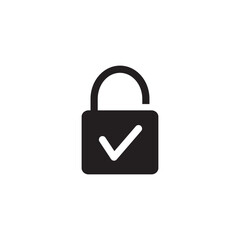 Padlock icon flat style logo design template