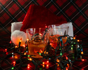 Beverages with a Santa hat