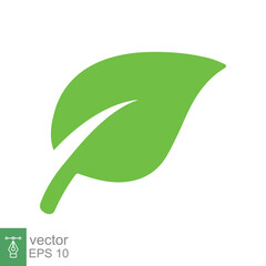 Leaf icon. Green plant, tree, nature, floral, organic, environment concept. Simple flat style. Vector illustration isolated on white background. EPS 10.