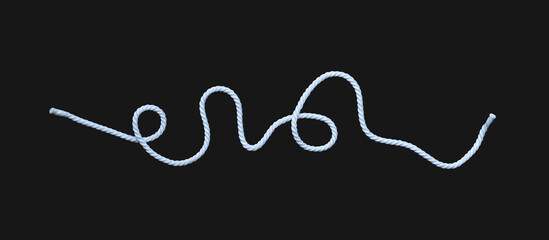 Fototapeta na wymiar Natural white rope in wavy form for design element