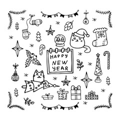 New Year's Doodle hand drawn Illustration 2023. vector illustration