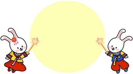 rabbits blessing text bubble decoration