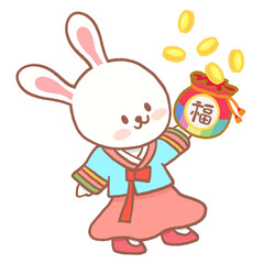 female rabbit blessing wealth for new year