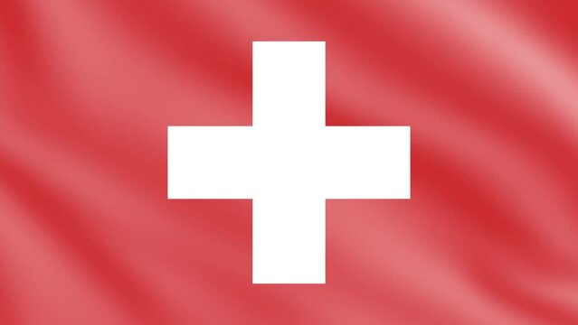 Switzerland flag in the wind, 3D Flag Waving Animation 4K Footage