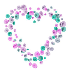 Beautiful Roses forming lovely heart shape on transparent background (3D Rendering RGBA PNG)	