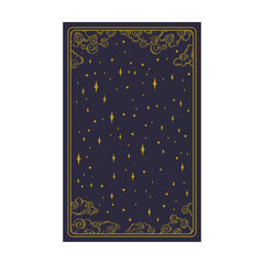Tarot aesthetic golden card. Decorative tarot design for oracle card covers. Vector illustration isolated in blue background - obrazy, fototapety, plakaty