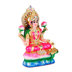 Hindu goddess Lakshmi on a white background