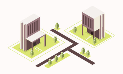 isometric buildings vector for business and home office with isometric style